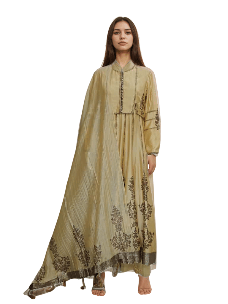 Rohit Bal Yellow Print Anarkali Set