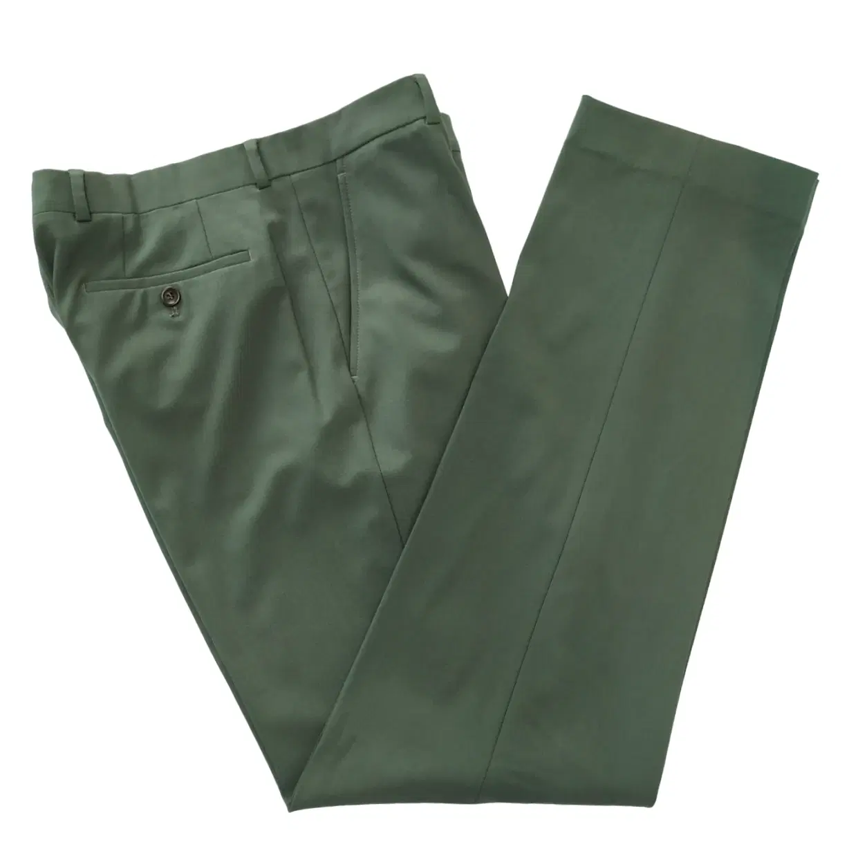 Armani Collezioni 024222 Olive Green Wool Formal Trousers