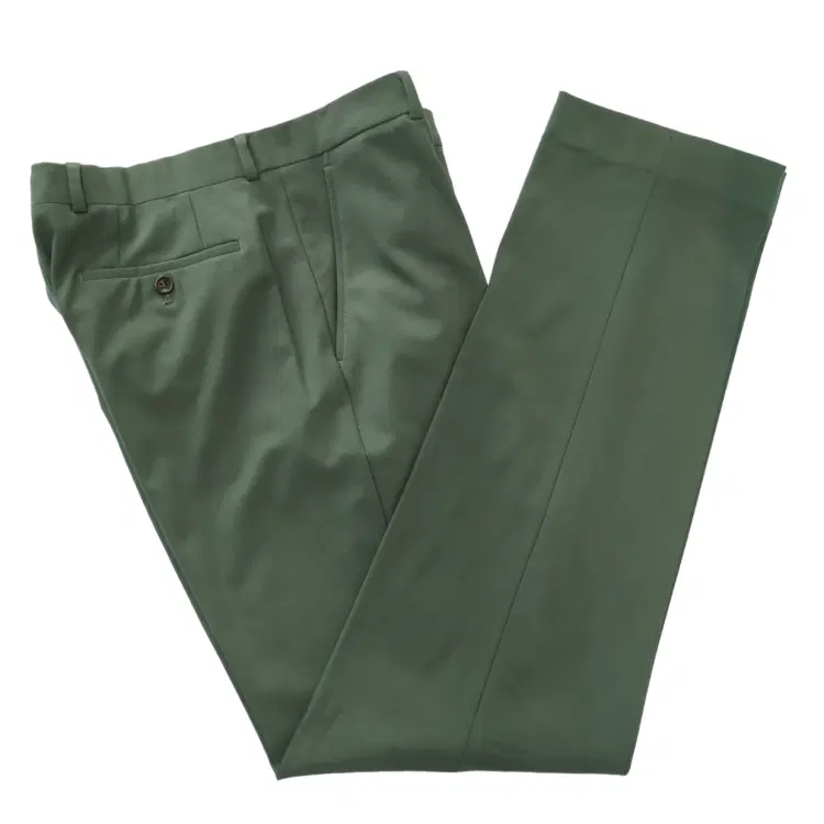 Armani Collezioni 024222 Olive Green Wool Formal Trousers-Hover-Image