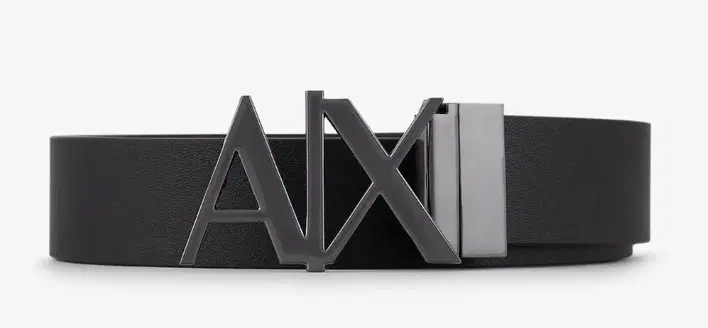 Armani Exchange Logo Buckle Leather Belt-Hover-Image