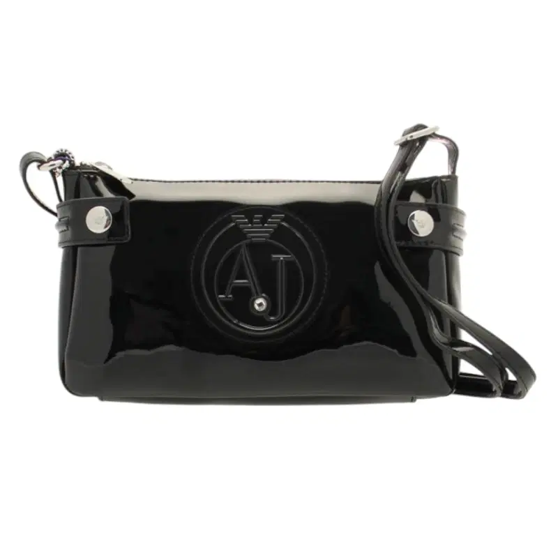 Armani Jeans Black Patent Faux Leather Crossbody