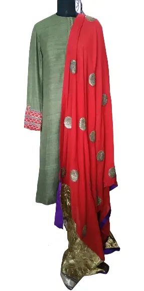 Anamika Khanna Green Red Salwar Dress