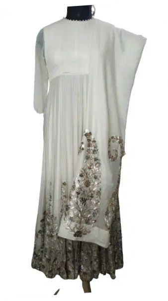Anamika Khanna White Anarkali with Dupatta