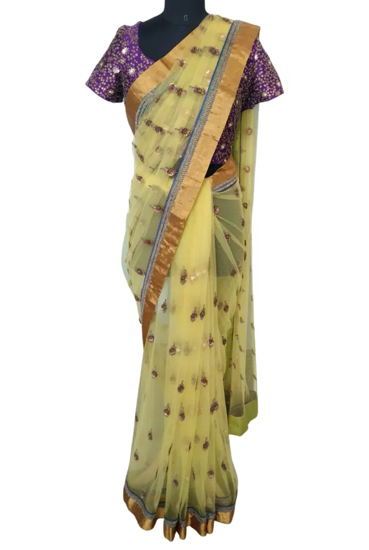 Anamika Khanna Yellow Saree-Hover-Image