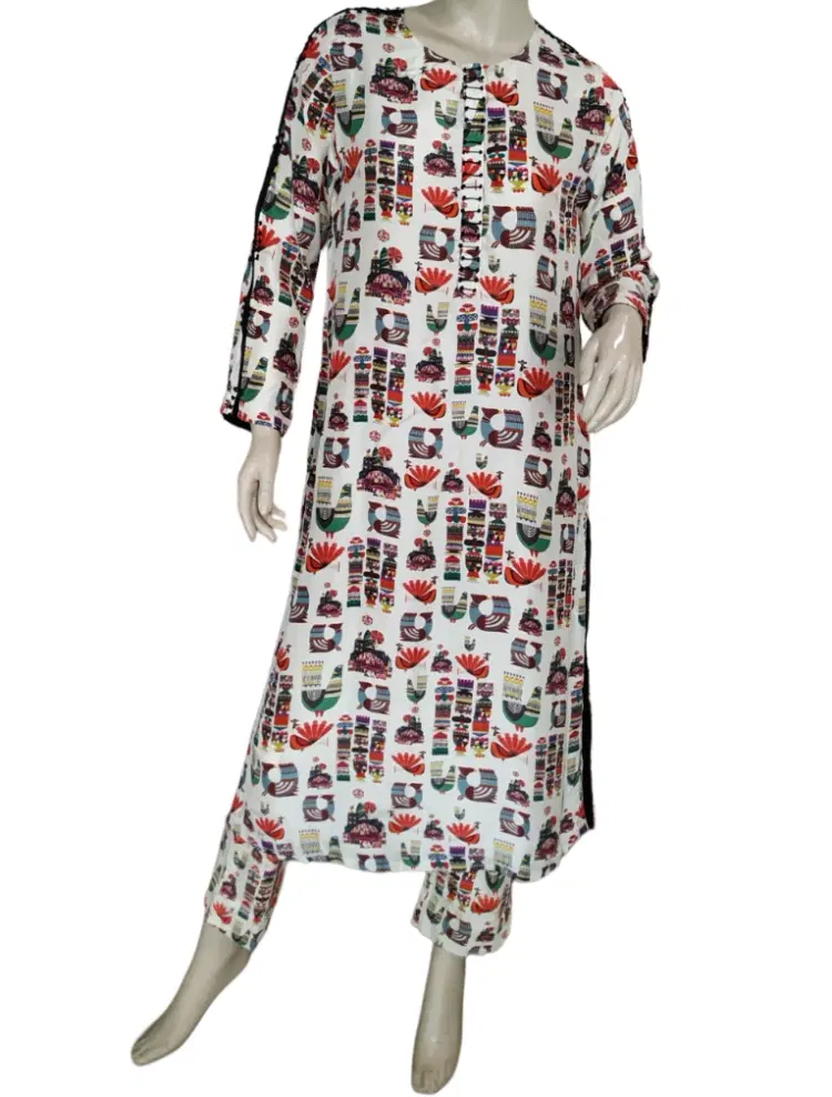 Anamika Khanna White Dress With Pant-Hover-Image