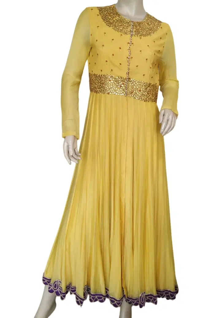 Anamika Khanna Yellow Flower Dress-Hover-Image