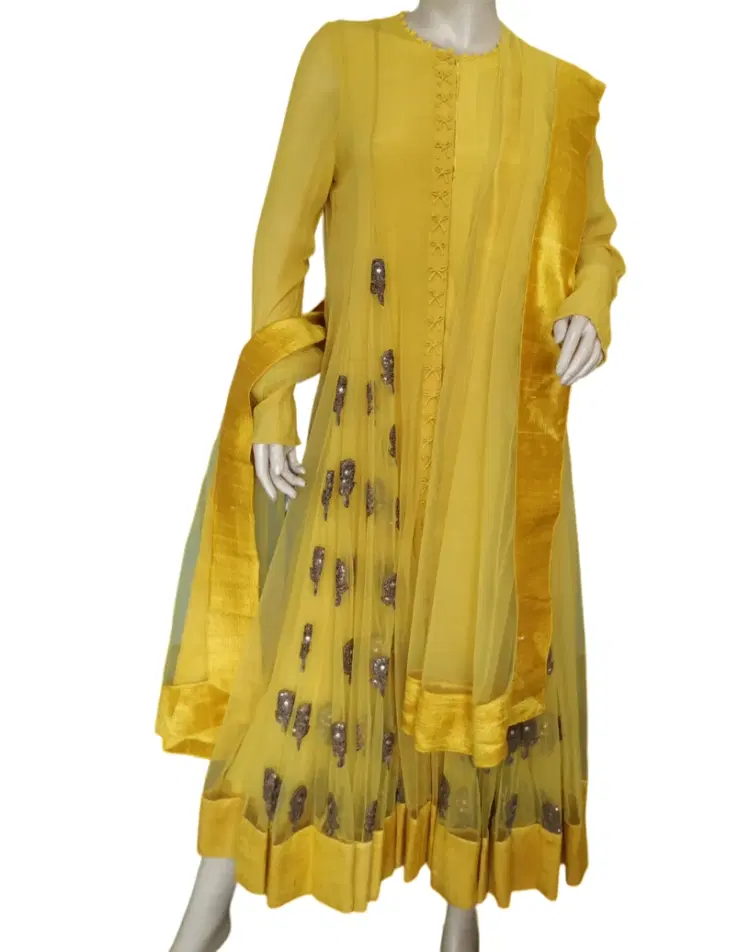 Anamika Khanna Yellow Dress With Plazo-Hover-Image