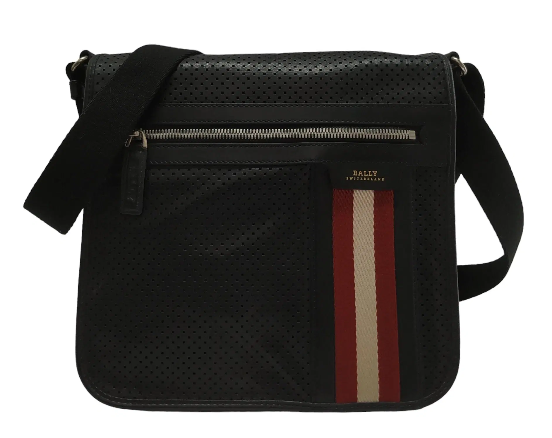 Bally Black Perforated Messenger Bag