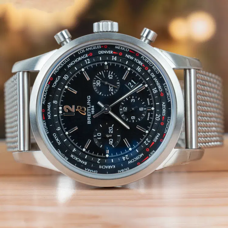 Breitling Transocean Unitime Pilot Stainless Steel Watch-Hover-Image