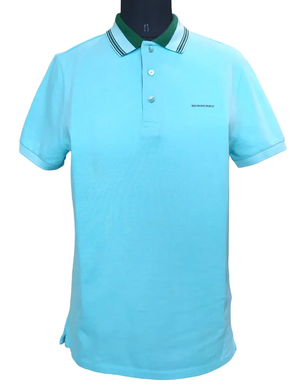 Burberry Striped Collar Turquoise Polo Shirt