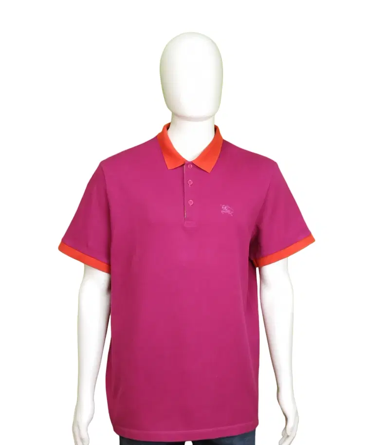 Burberry Check Pink and Red Polo Shirt-Hover-Image