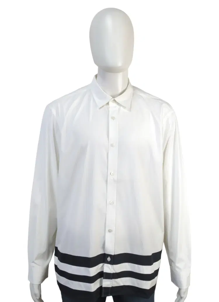 Burberry White and Black Stripe Shirt-Hover-Image