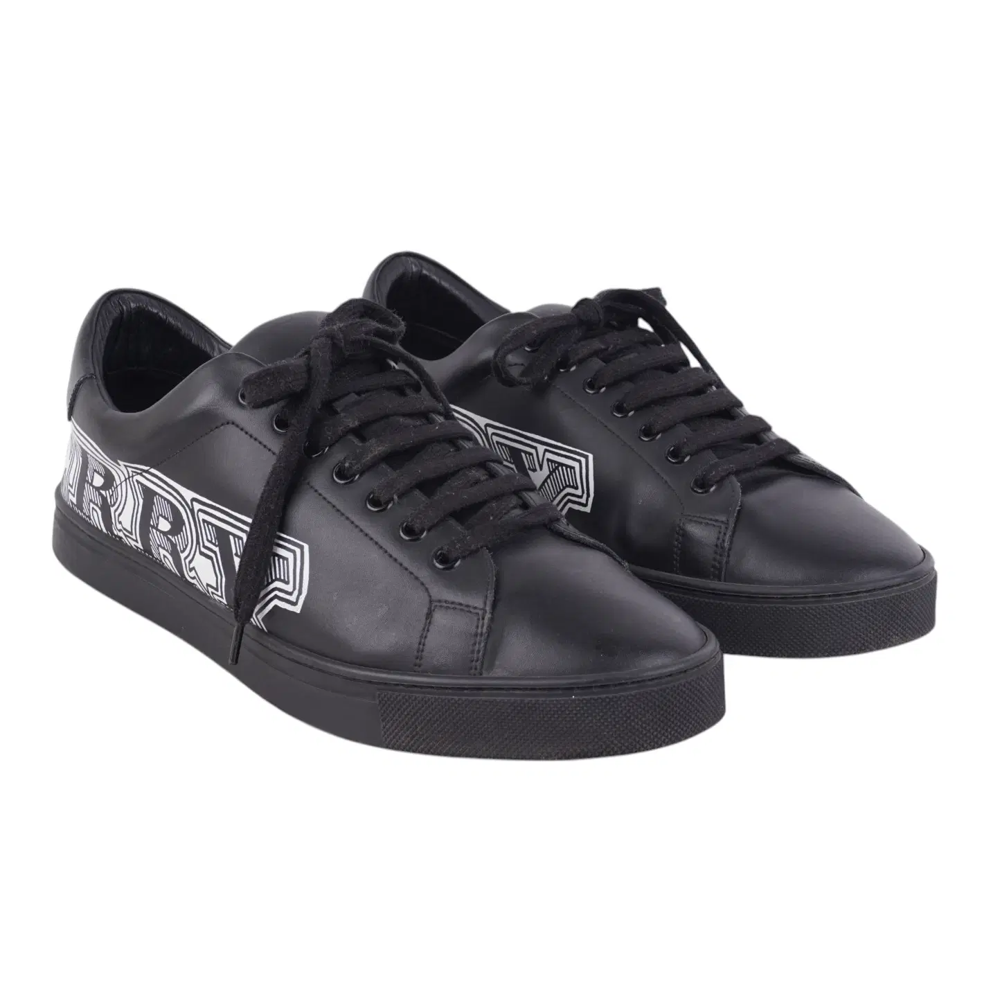 Burberry Black Leather Albert Logo Sneakers