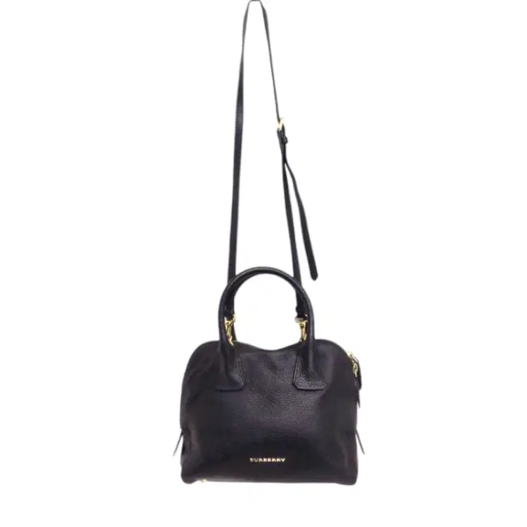 Burberry Medium Grainy Bowling Black Leather Crossbody Bag-Hover-Image