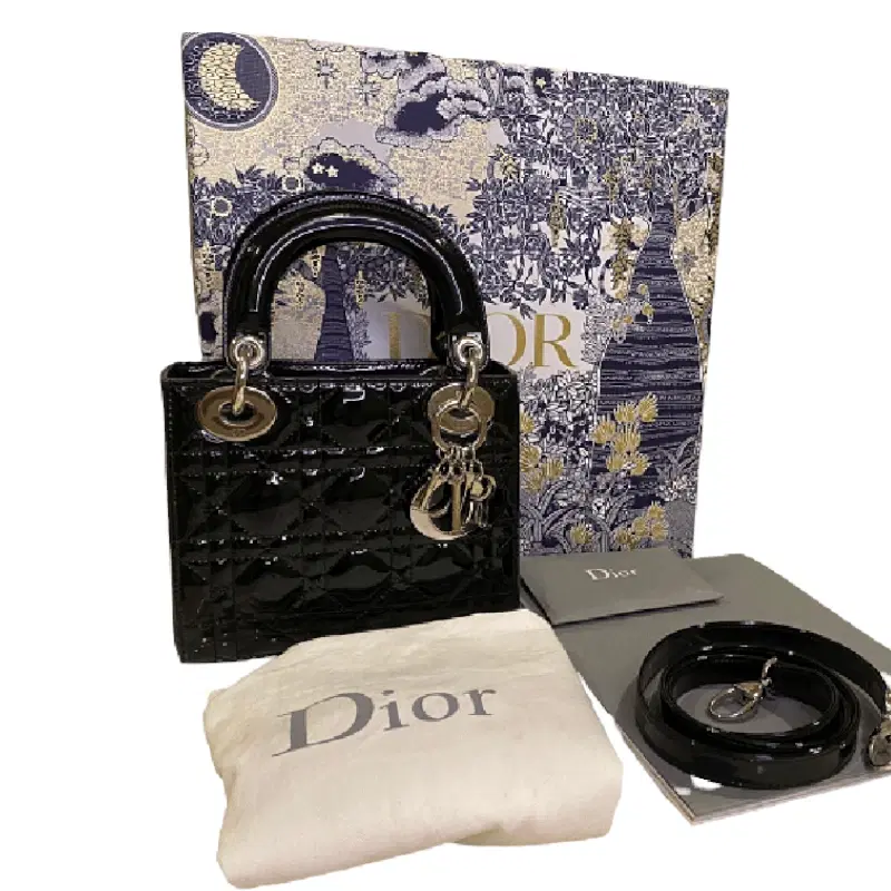 Dior Black Patent Mini Lady Dior Bag