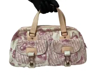 Dior Pink and White Floral Design Handbag