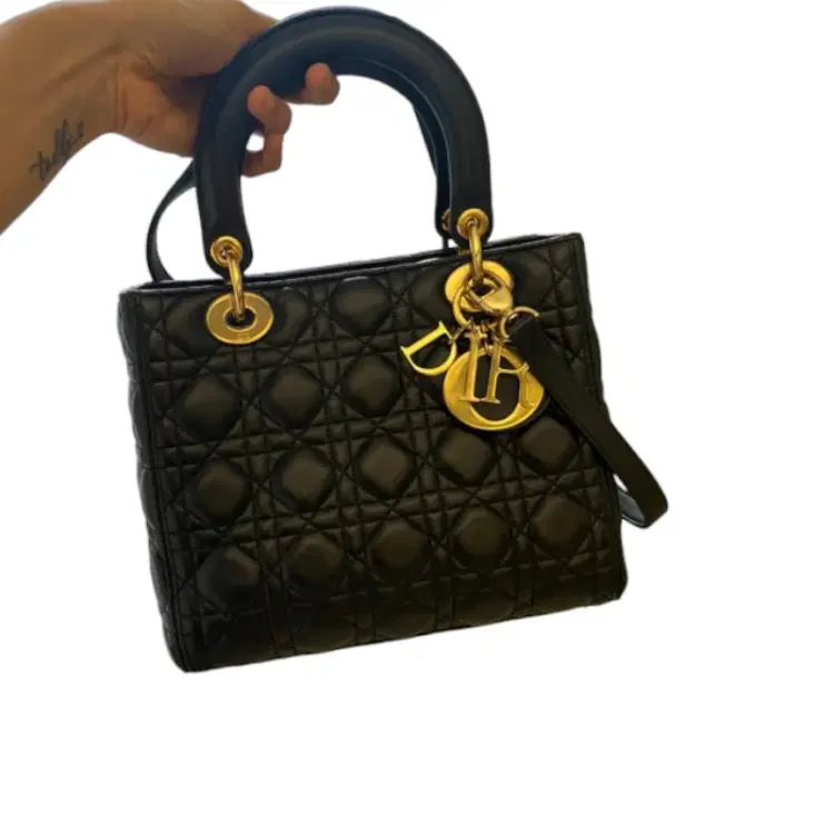 Dior Black Medium Lady Dior Cannage Lambskin Bag-Hover-Image