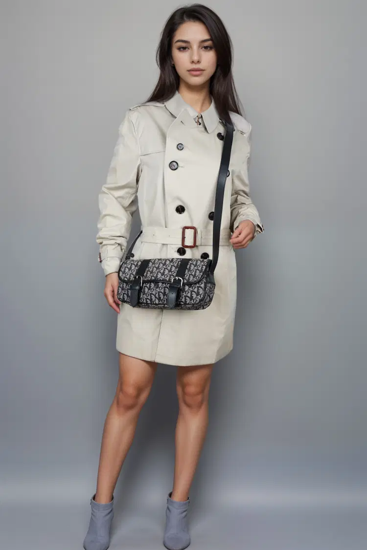 Dior Trotter Obreek Canvas Leather Shoulder Bag-Hover-Image