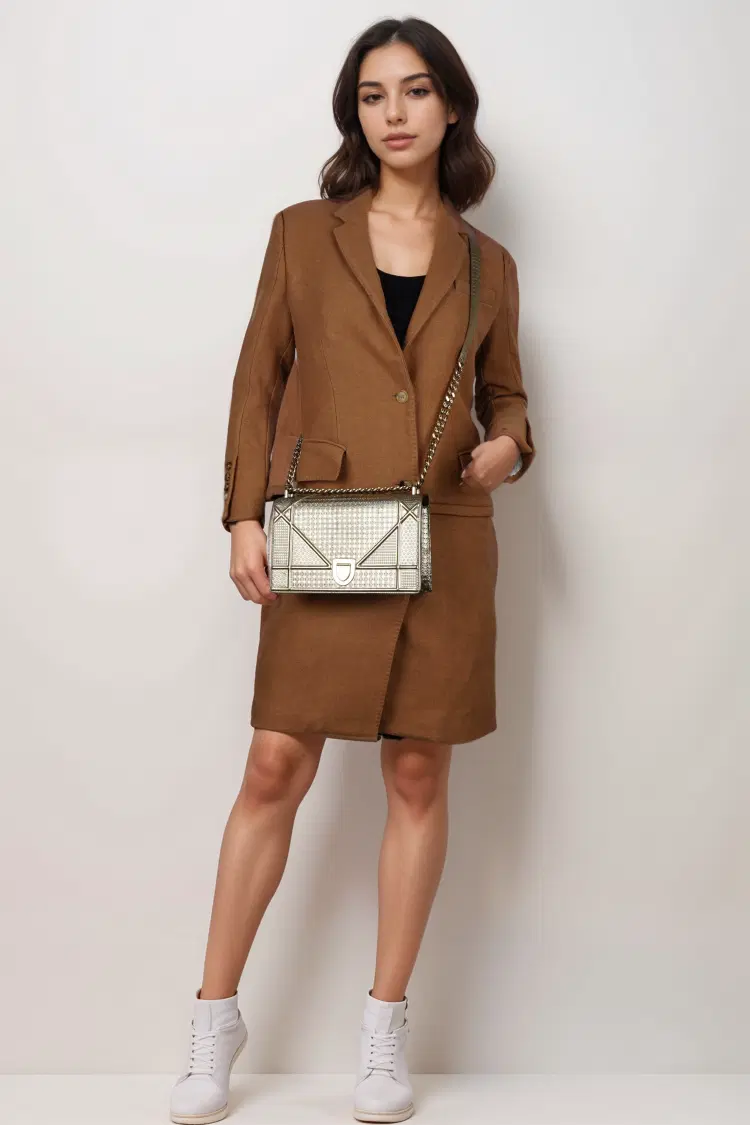 Christian Dior Medium Gold Metallic Diorama Bag-Hover-Image