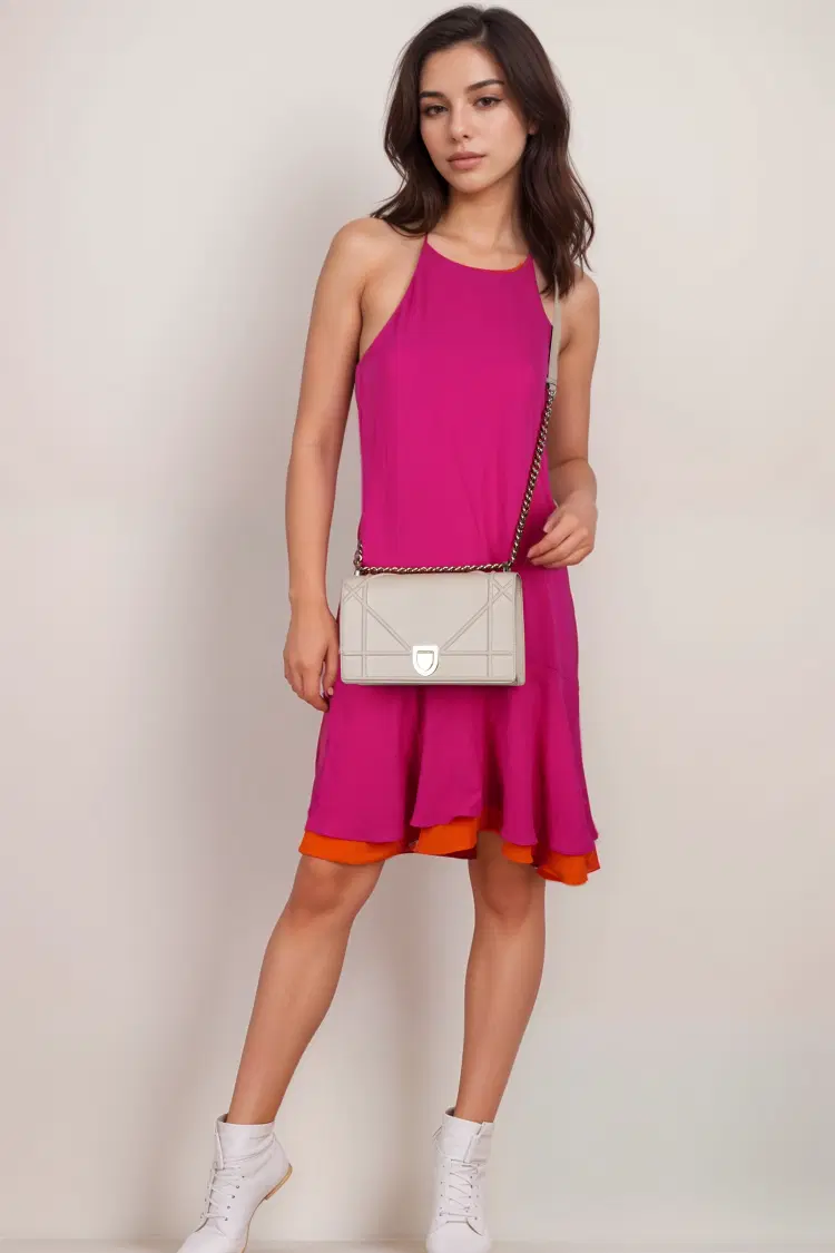 Dior Light Pink Leather Medium Diorama Flap Shoulder Bag-Hover-Image