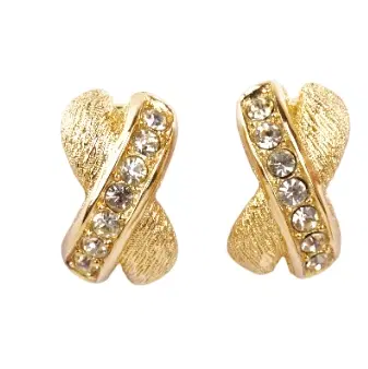 Christian Dior Frosted Glass Pave Rhinestone Earrings