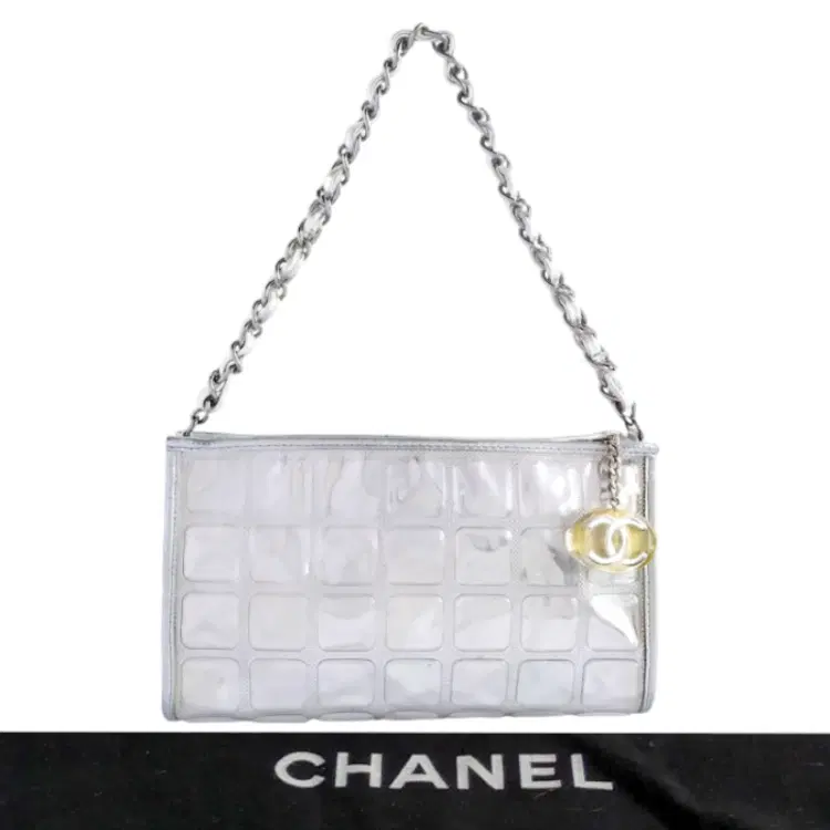 Chanel Quilted Silver and Clear Vinyl Ice Cubes Pochette-Hover-Image