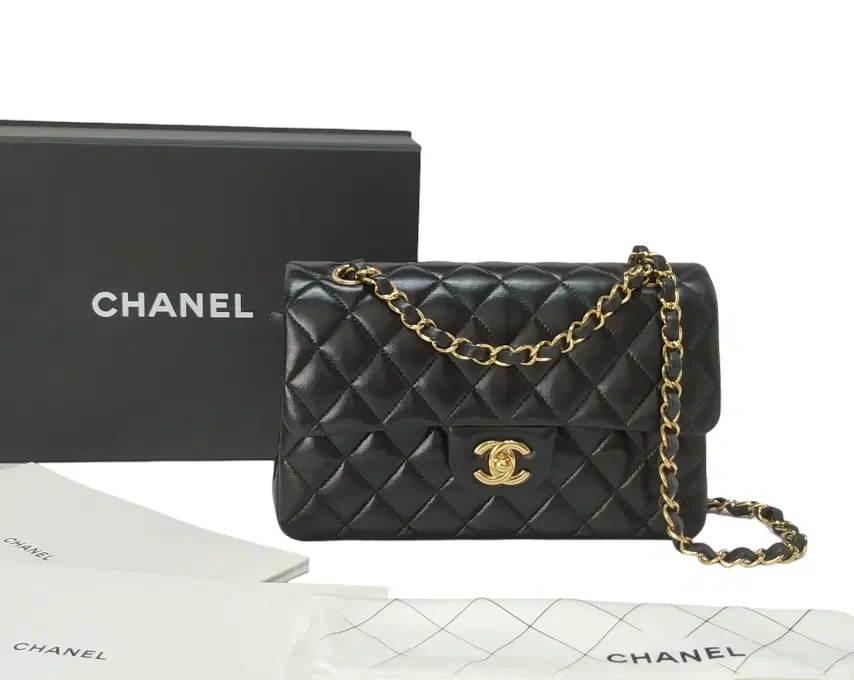 Chanel Lambskin Double Flap Shoulder Bag