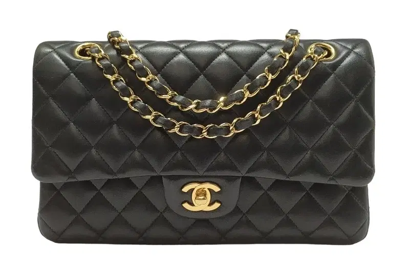 Chanel Black Classic Lambskin Double Flap Medium Shoulder Bag