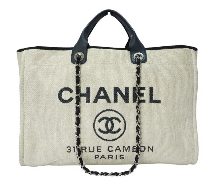 Chanel Deauville Tote In White-Hover-Image