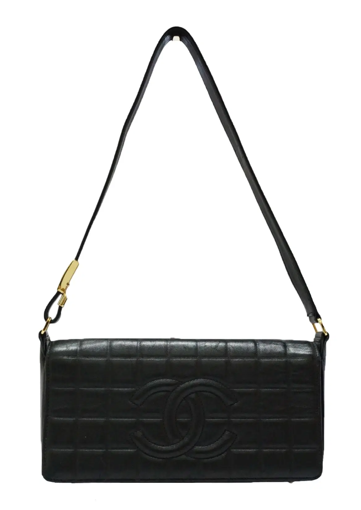 Chanel Lambskin Quilted CC Chocolate Bar Flap Black