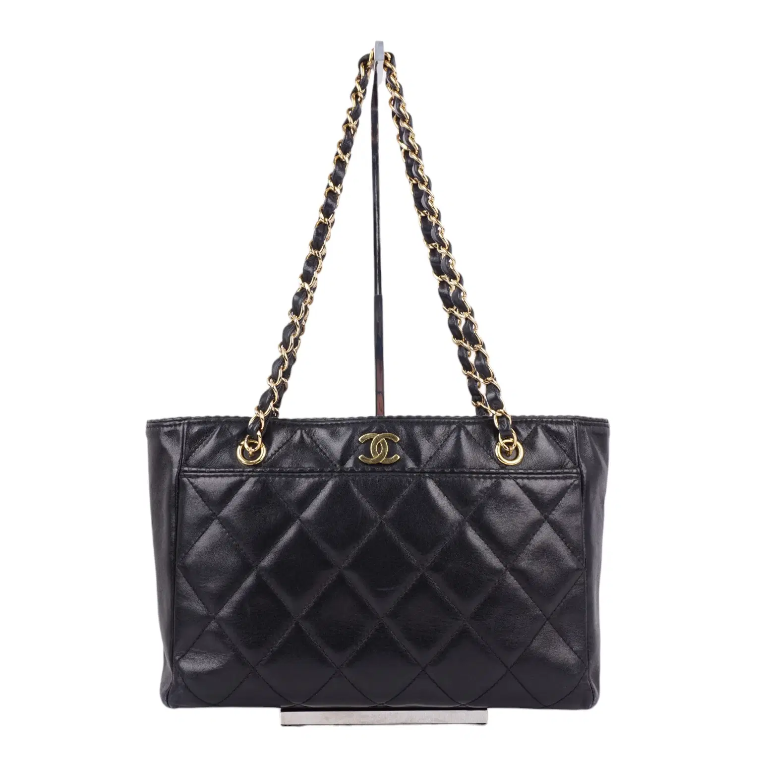 Chanel Black Quilted Lambskin Leather Shoulder Bag