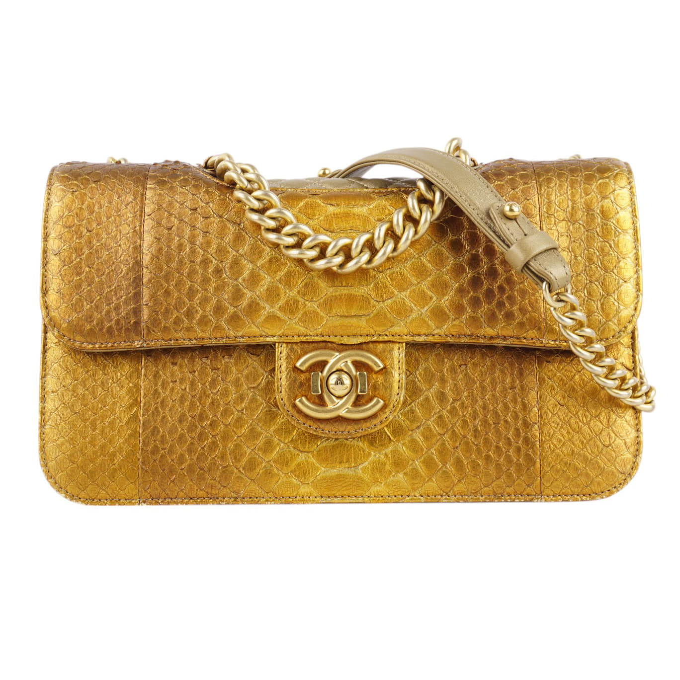 Chanel Gold Exotic Leather Timeless Large Shoulder Bag