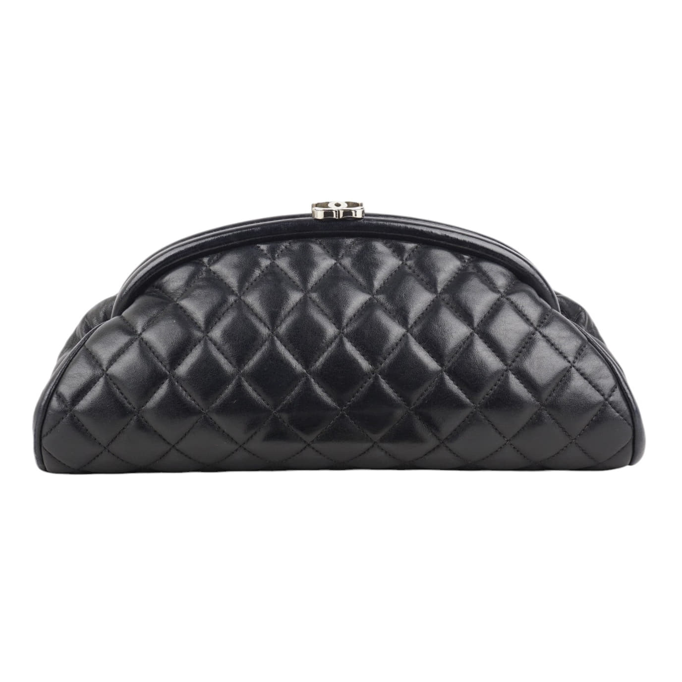 Chanel Black Quilted Lambskin Leather Timeless Clutch Bag