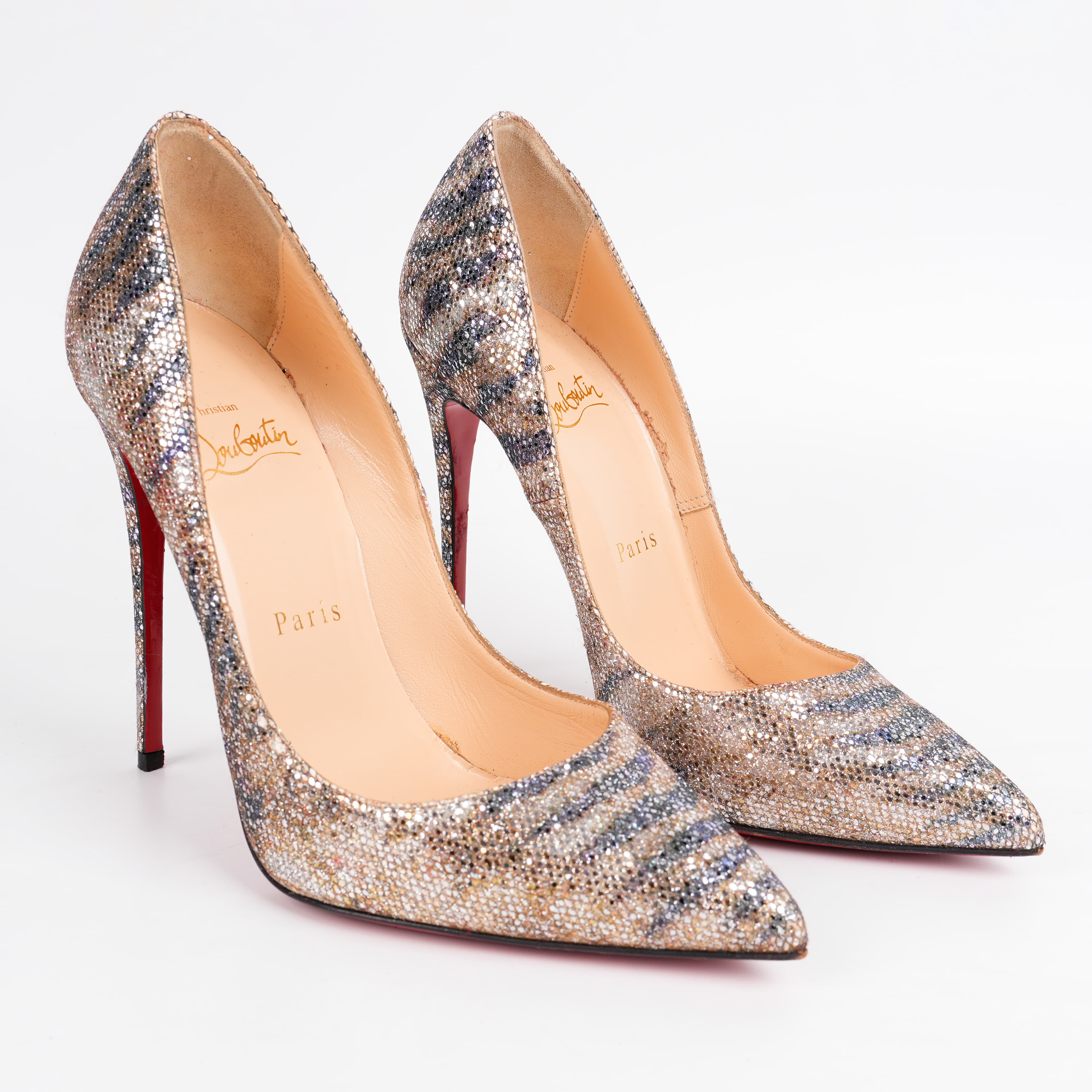 Christian Louboutin Gold Glitter Sirene Pigalle Follies 120 Pumps