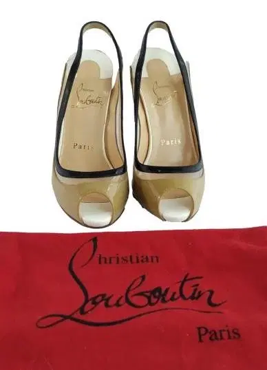 Christian Louboutin Beige Gospell 120 Peep Toe Slingback Pumps-Hover-Image