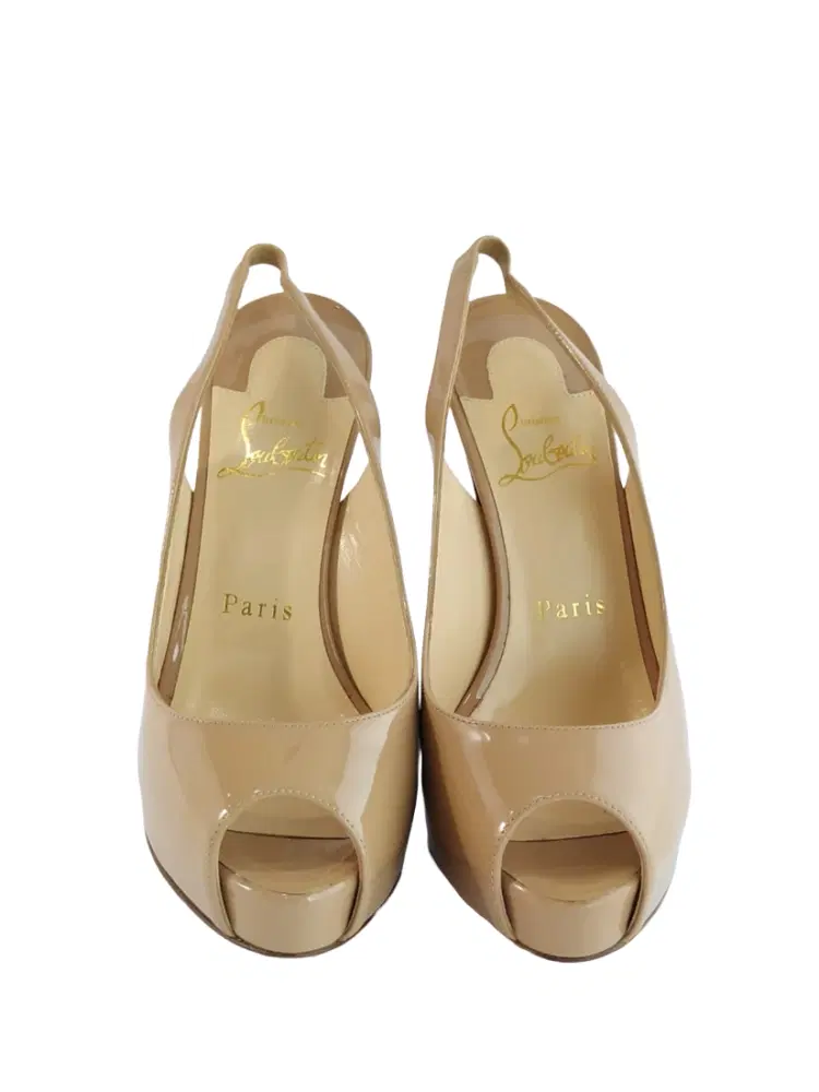 Christian Louboutin Private Number Patent Leather Slingback Sandal-Hover-Image