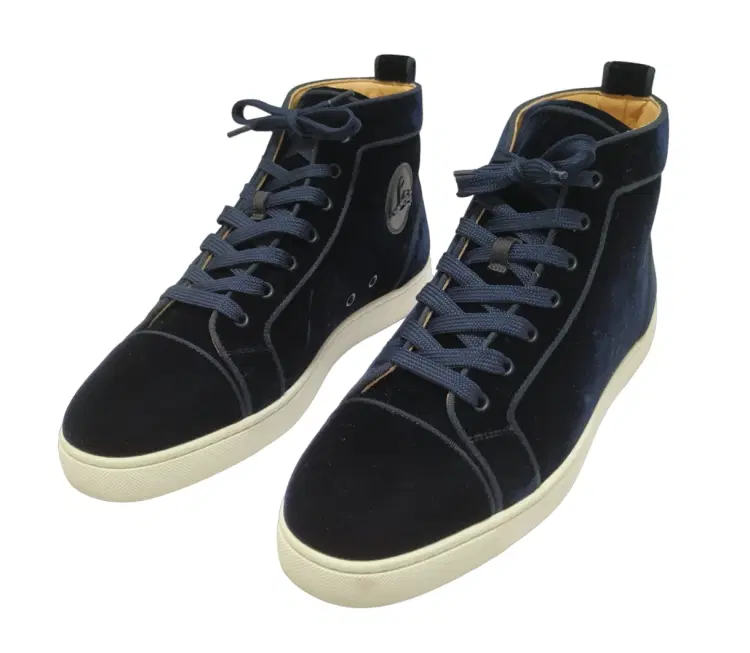 Christian Louboutin Navy Blue Velvet Louis Orlato Flat Sneaker-Hover-Image
