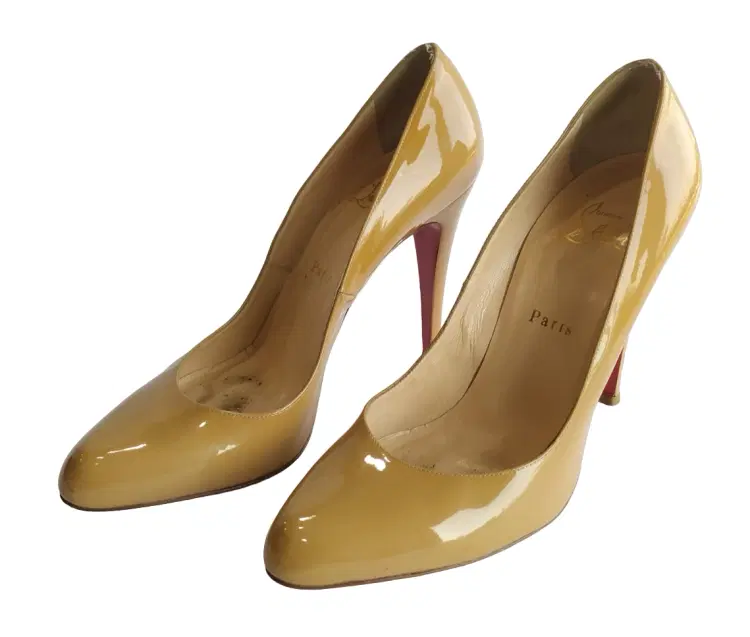 Christian Louboutin Beige Patent Leather Pumps-Hover-Image