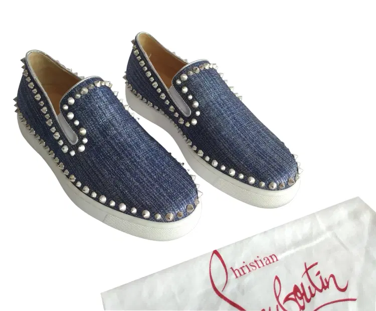 Christian Louboutin Auth Pik Boat Woman Flat Denim Sneakers-Hover-Image