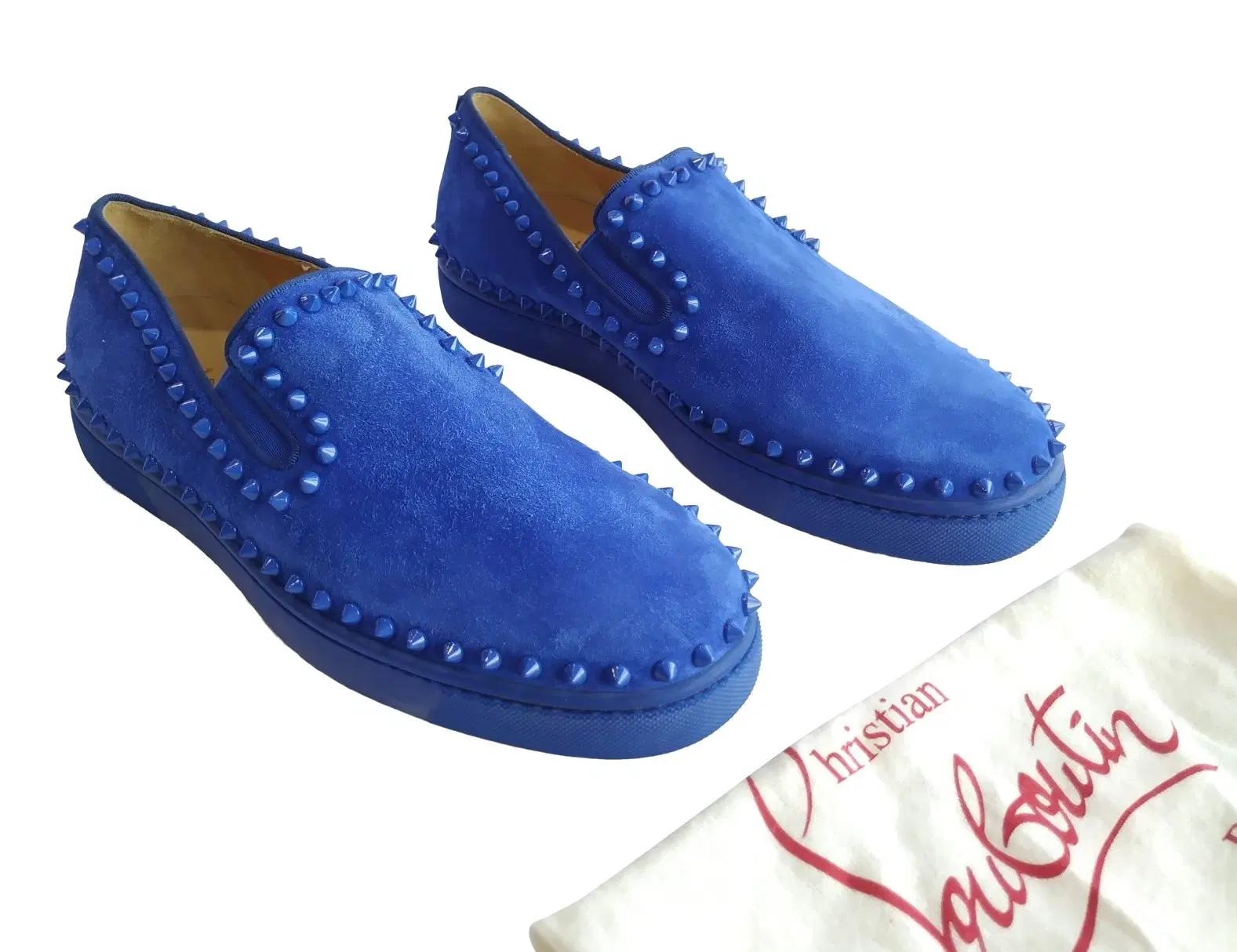 Christian Louboutin Pik Boat Electric Blue Suede Sneakers
