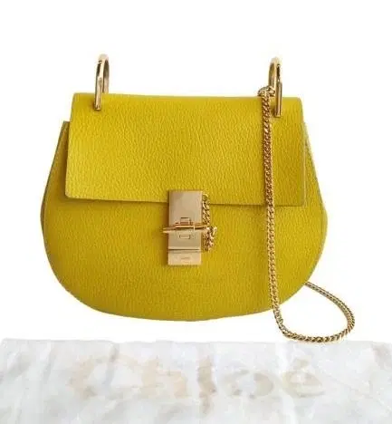 Chloe Drew Lime Yellow Leather Shoulder Bag-Hover-Image