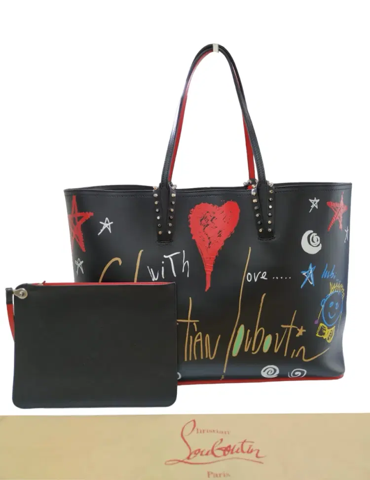 Christian Louboutin Black Cabata Loubitag Paris Leather Tote-Hover-Image
