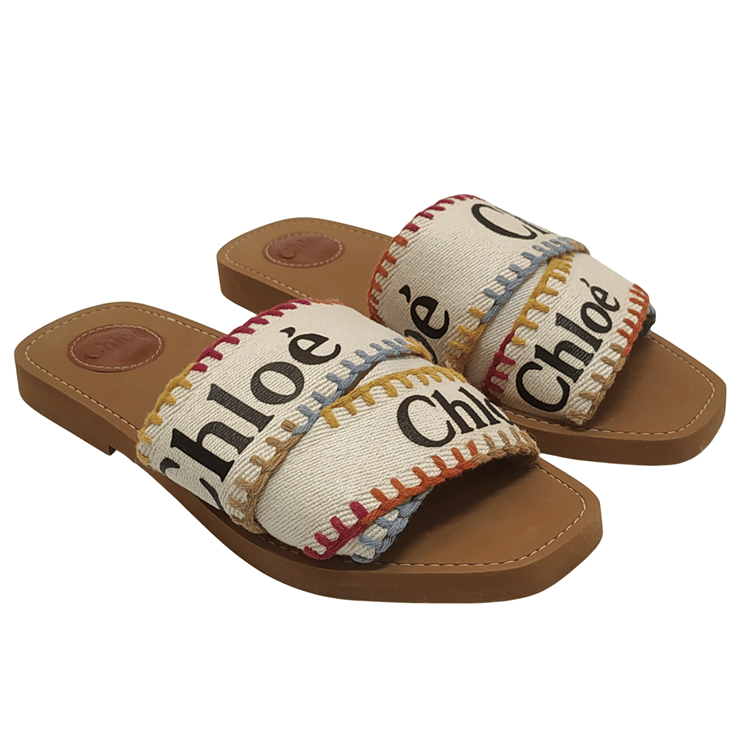Chloe Woody Slides Multicolor Stitching-Hover-Image