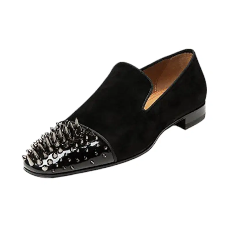 Christian Louboutin Mens Studded Cap Toe Suede Loafers