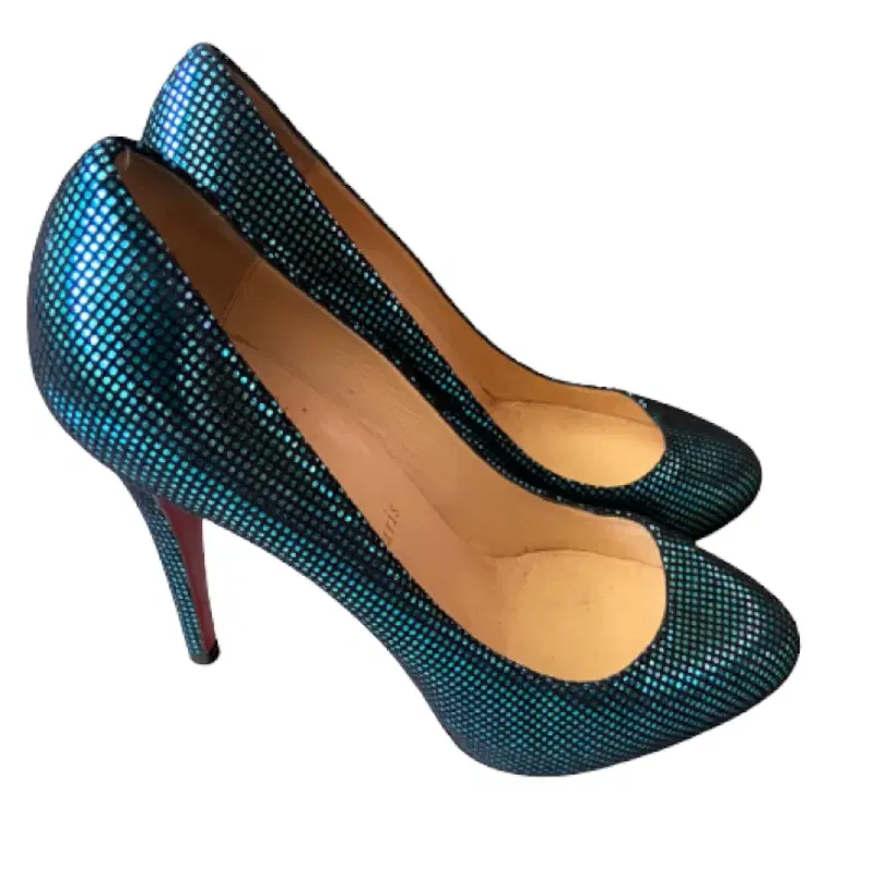 Christian Louboutin Turquoise Suede Square Metal Declic 120 Pumps