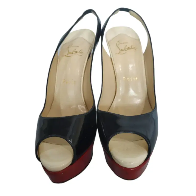 Christian Louboutin Patent Lady Peep Toe Platform Slingback Sandals