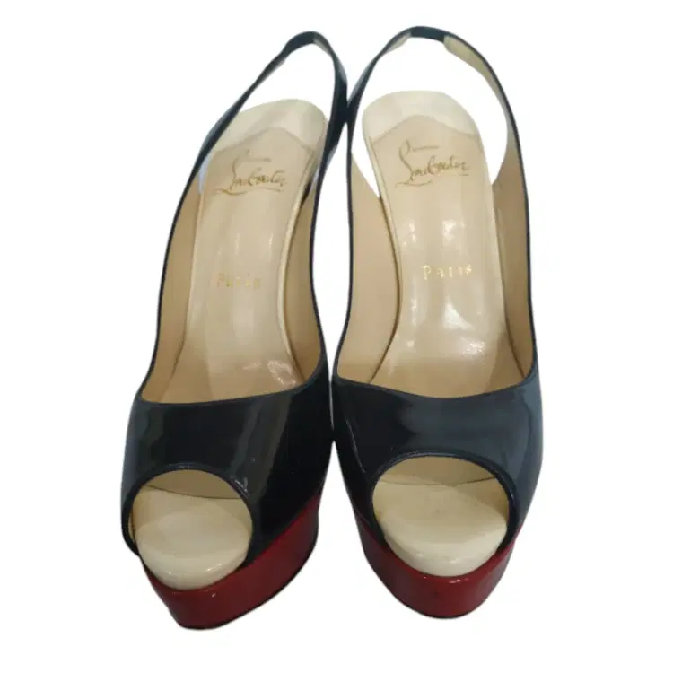 Christian Louboutin Patent Lady Peep Toe Platform Slingback Sandals-Hover-Image