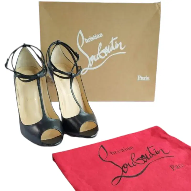 Christian Louboutin Black Talitha 100 T-Strap Heels Pumps