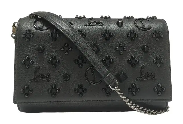 Christian Louboutin Paloma Clutch - Grained Calf Leather And Spikes Loubinthesky - Black