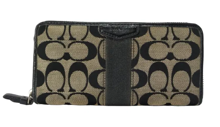 Coach Signature Canvas and Leather Zip Around Wallet-Hover-Image